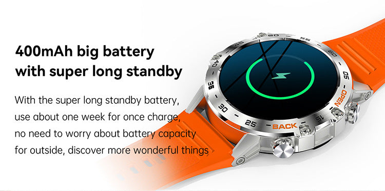 Outdoor Tactical Smartwatch, 1.39" IPS Screen, 120+ Sports Modes, Health Monitoring, Bluetooth Call, Fitness Tracker for Men
