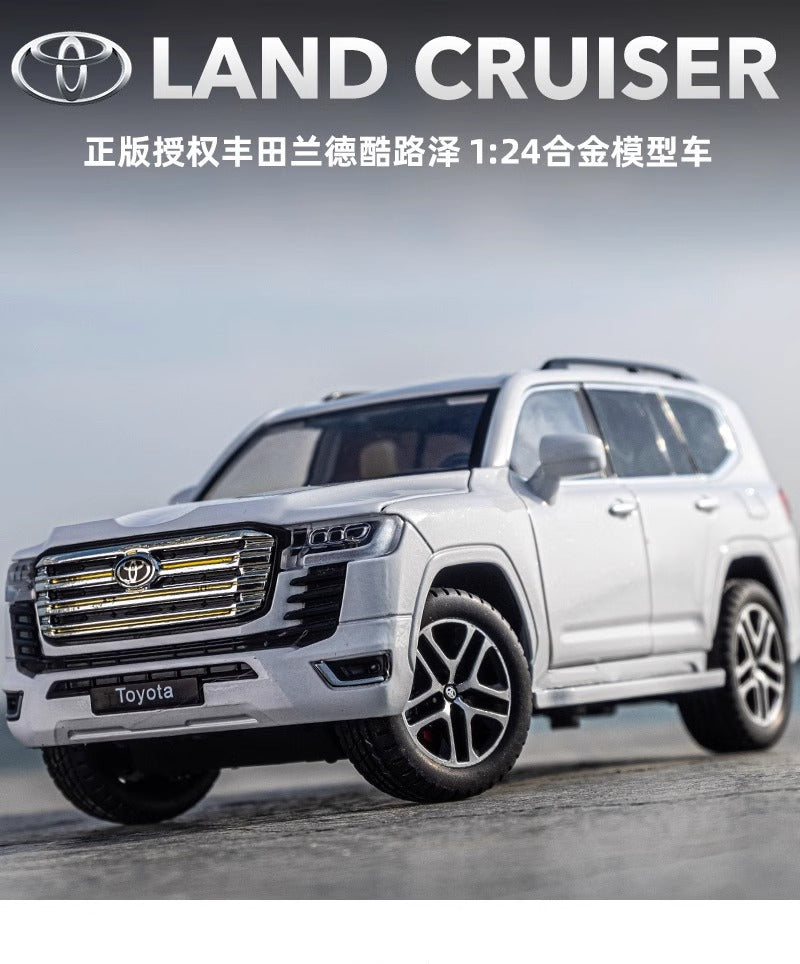 1:24 Scale Toyota Land Cruiser Diecast Model Car, Pull Back Toy Car with Sound Light, Remote Control, Openable Doors for Kids, Collectors