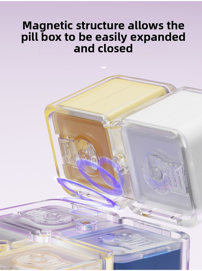 Rubik's Cube Portable Packaging Storage Box, 7-Day Weekly Portable Medication Storage Box