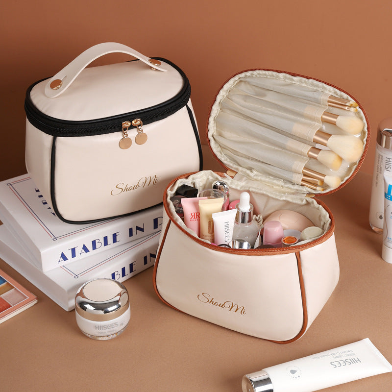 New Large Capacity Portable Cosmetic Bag Waterproof PU Makeup Storage Bag With Handle