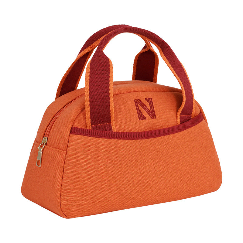 High Quality Durable Fashion Ins-Style Canvas Large Capacity Cosmetic Bag Zipper Closure Soft Handle Portable Travel Storage