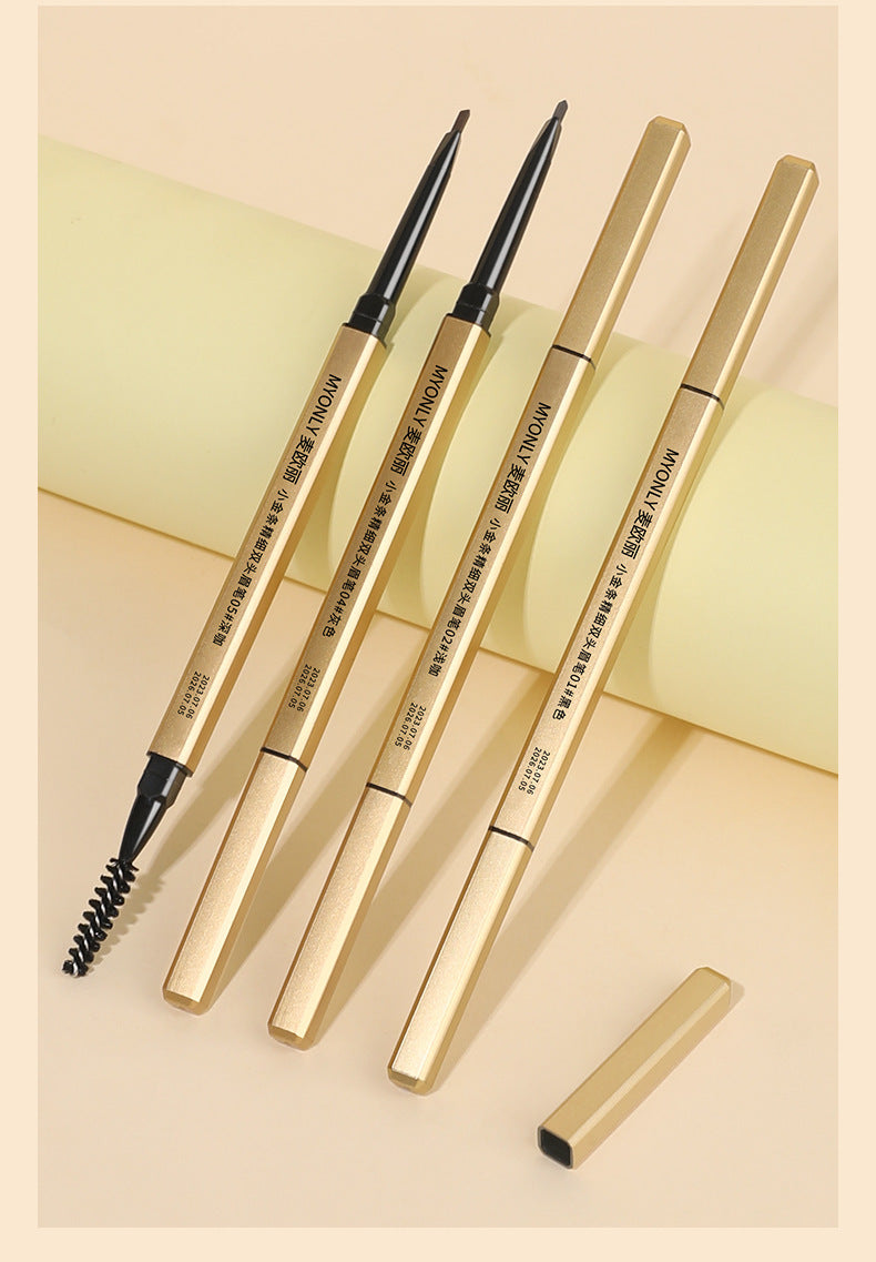 3 double headed eyebrow pencils, extremely fine, easy to color, three-dimensional, long-lasting, non smudging makeup triangle head eyebrow pencil
