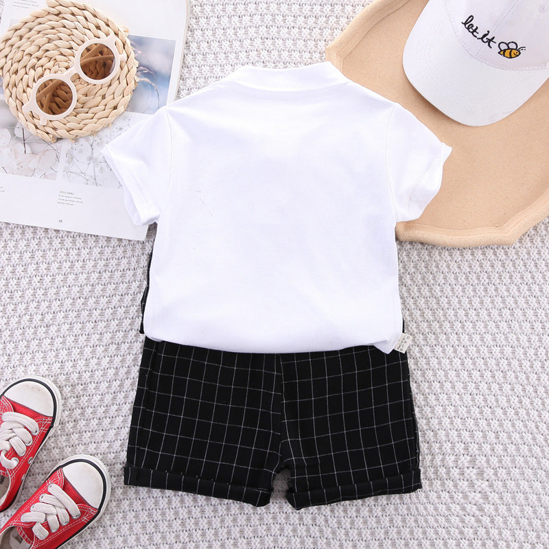 Boys' short sleeved baby summer stylish vest set