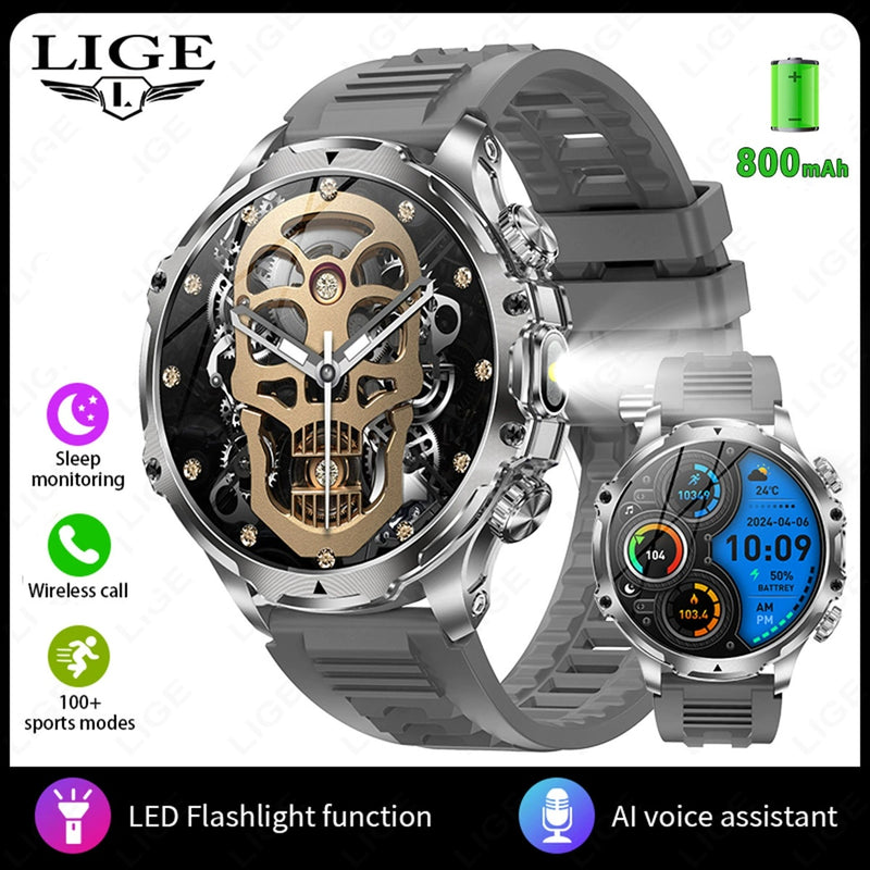 AK75 Smart Watch 1.85" Round Screen Bluetooth Call Heart Rate Blood Oxygen Multi‑Sport Fitness Watch
