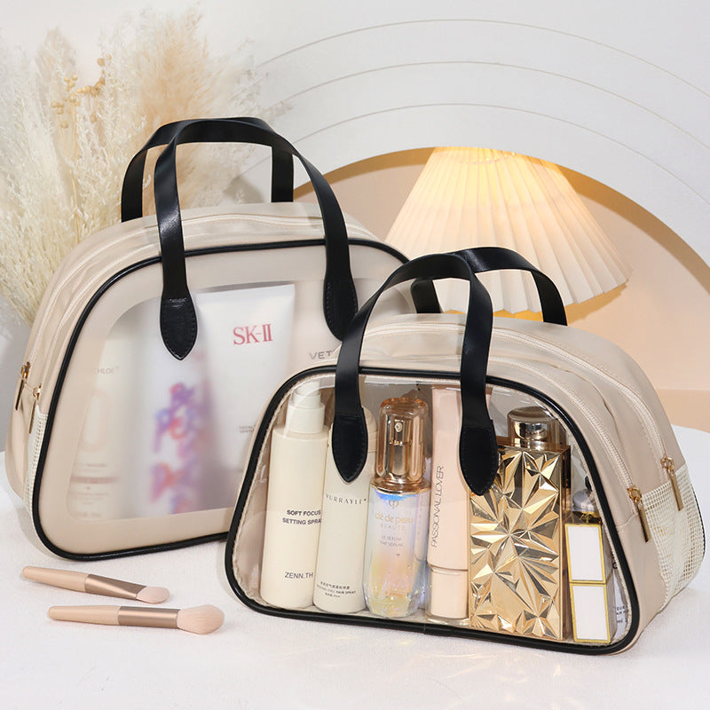 Large-Capacity PVC Zipper Wet/Dry Separation Cosmetic Bag Travel Portable Bathing & Cosmetics Toiletries Storage Pouch