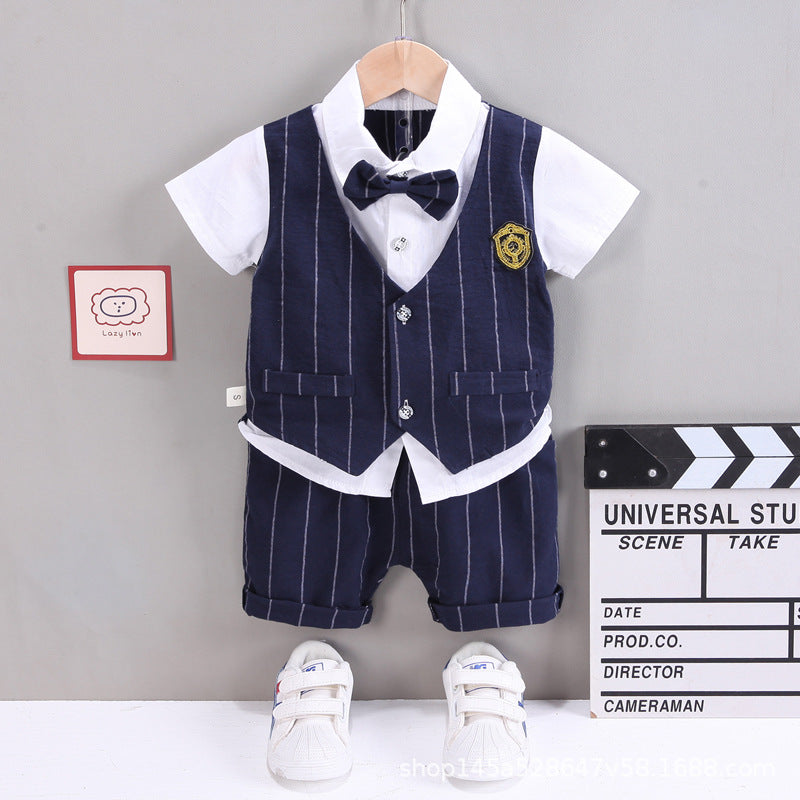 Boys' short sleeved baby summer stylish vest set