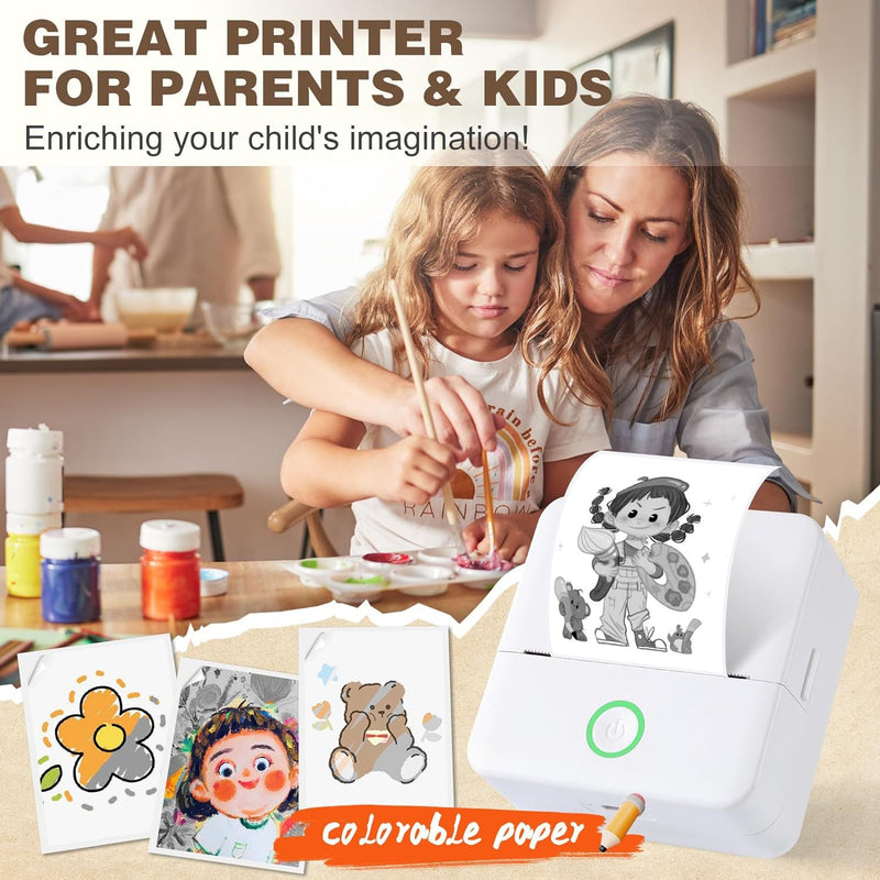 Portable Bluetooth Mini Thermal Printer, Wireless Sticker Label Printer for Photos, Notes, Labels