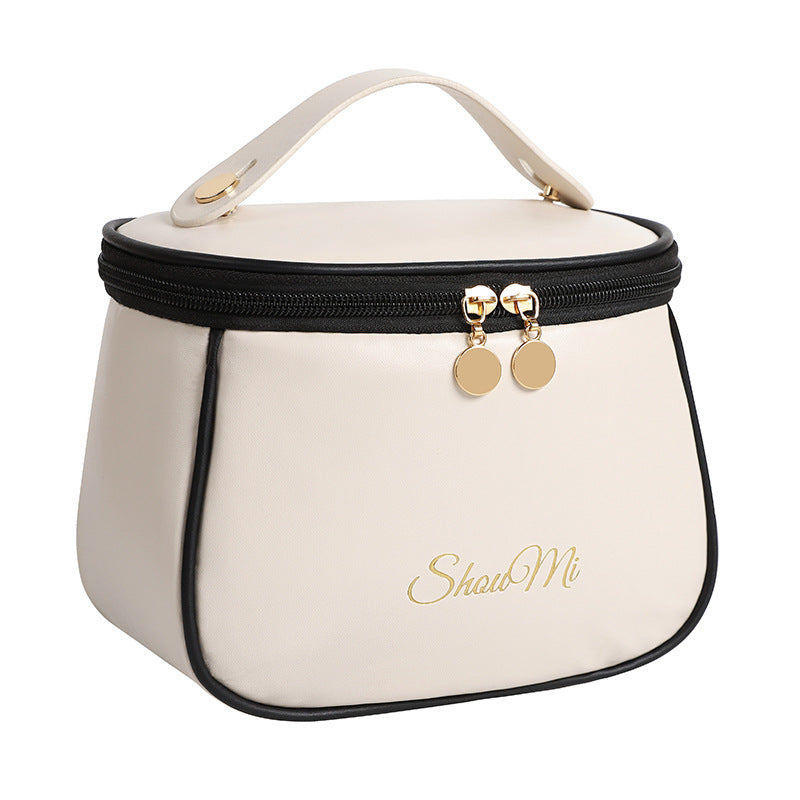 New Large Capacity Portable Cosmetic Bag Waterproof PU Makeup Storage Bag With Handle
