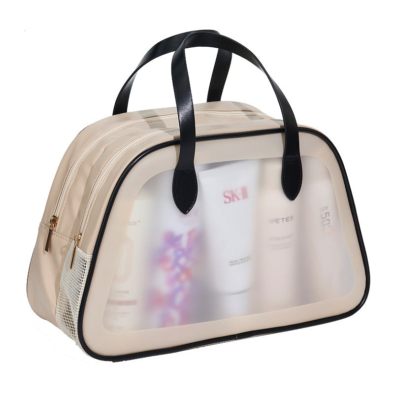 Large-Capacity PVC Zipper Wet/Dry Separation Cosmetic Bag Travel Portable Bathing & Cosmetics Toiletries Storage Pouch