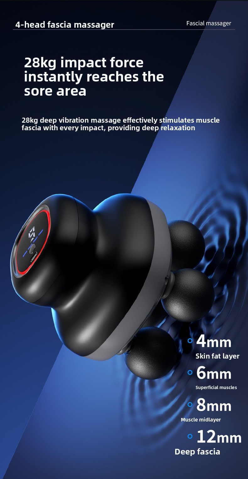 Four head fascia gun massager mini professional strong earthquake relaxation massage gun LCD display high-frequency vibration gun