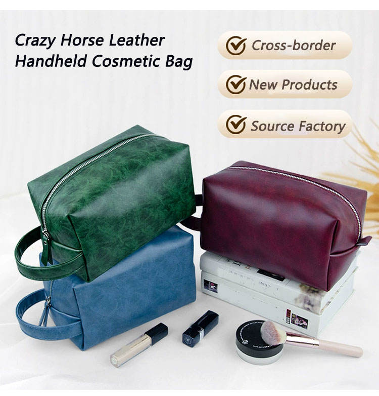 Travel Cosmetic Case for Woman Vintage PU Leather Large Capacity Makeup Organizer Bag with Secure Double Zipper