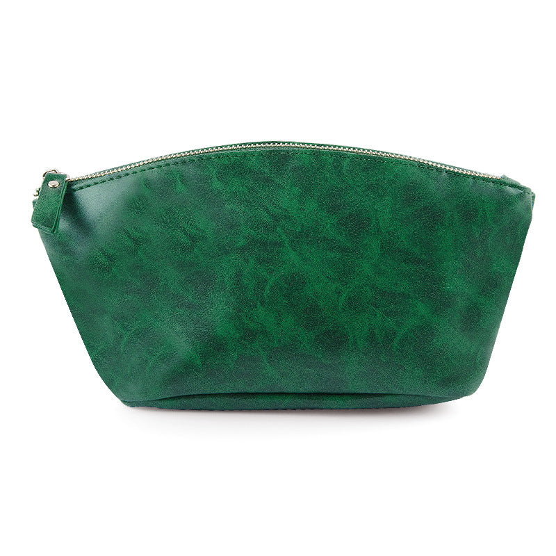 Makeup Bag New Retro Crazy Horse PU Waterproof Zipper
