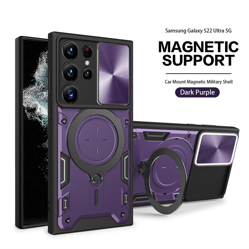 Samsung Galaxy S24 Ultra Phone Case Magnetic Suction Sliding Window Anti Fall Protective Cover