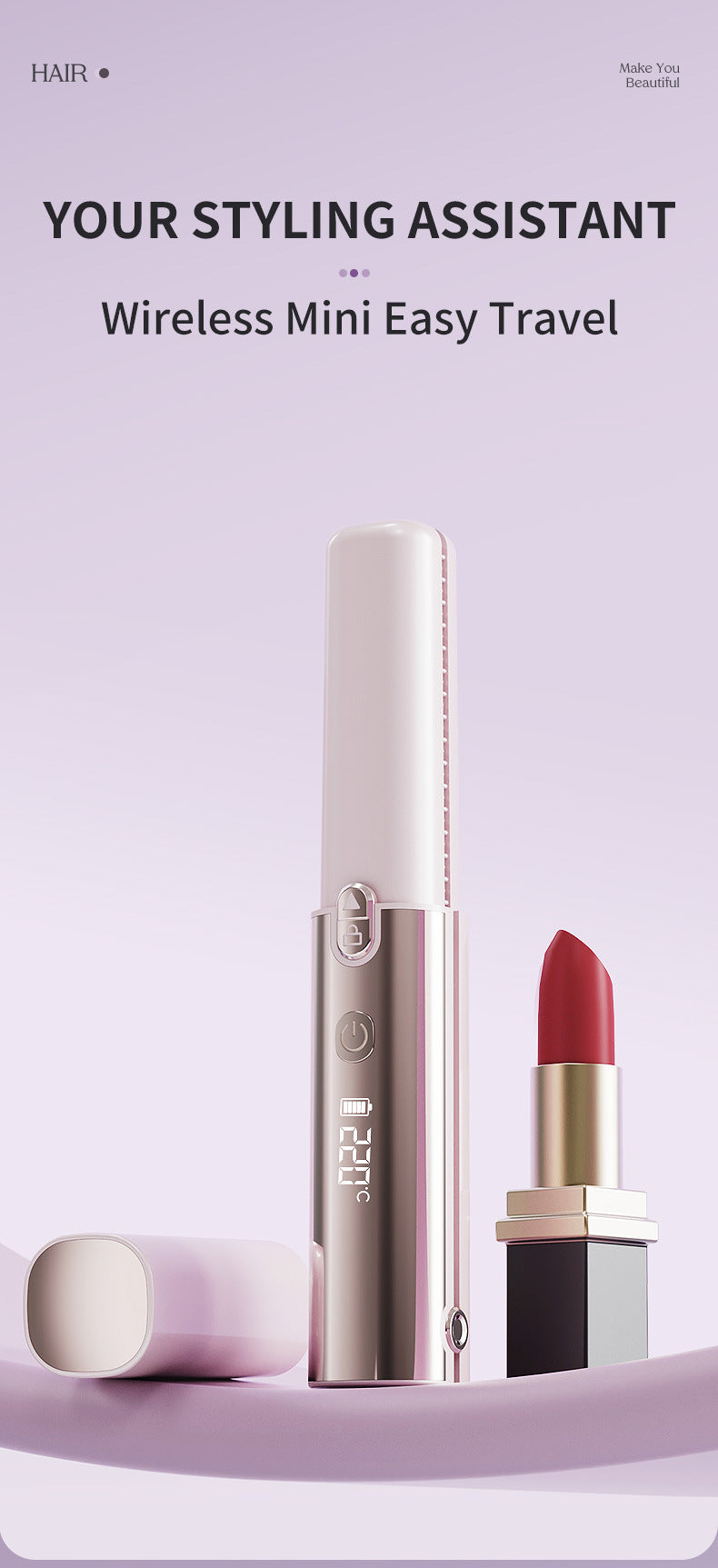 2 in 1 Cordless Hair Straightener Curler,