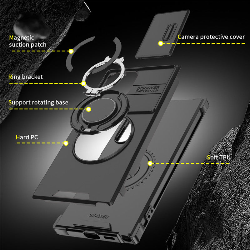 Slide Window Lens Protection Magnetic Ring for Samsung Galaxy S25 ultra Armor case