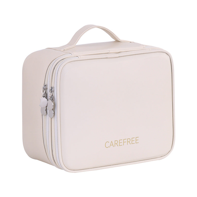 New Double Layer Makeup Bag - 4 Compartment Travel Cosmetic Organizer, Portable Toiletry Case & Multi-Function Vanity Tray