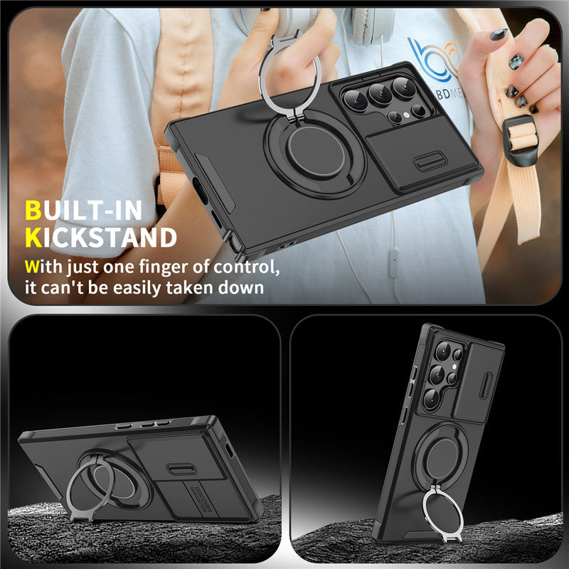 Slide Window Lens Protection Magnetic Ring for Samsung Galaxy S25 ultra Armor case