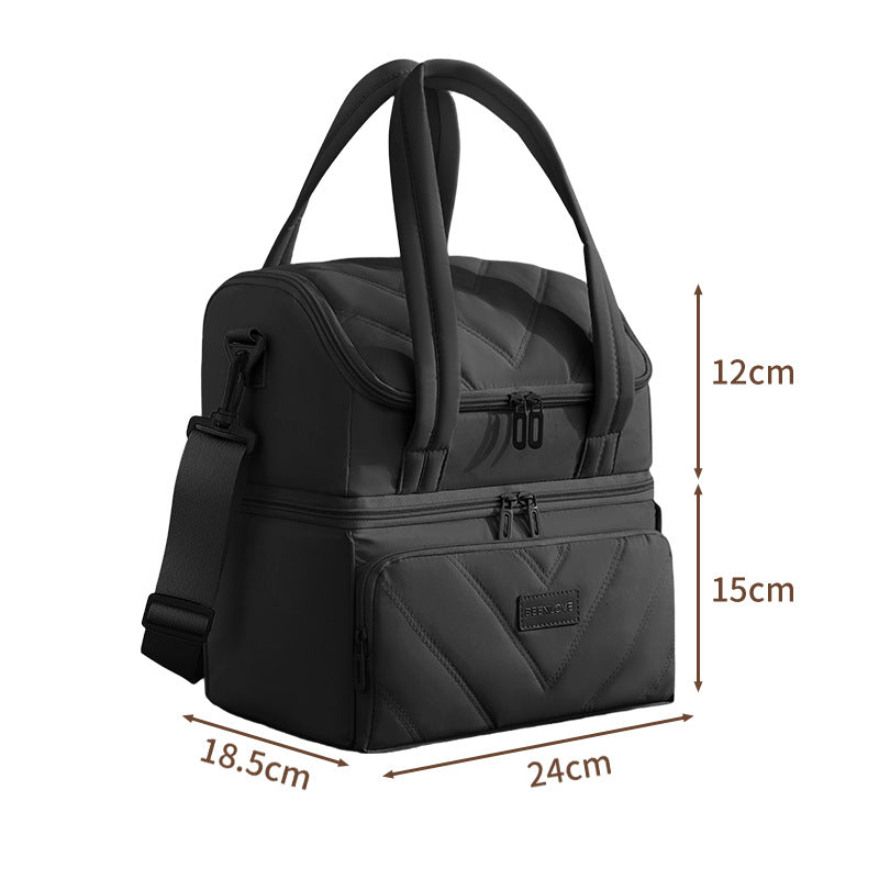 Double Layer Zipper Lunch Cooler Bag Cross-Border