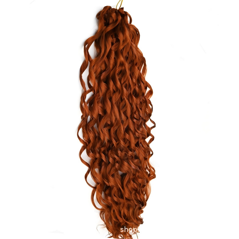 Wave shaped synthetic heat-resistant wig with bangs - 22 inches