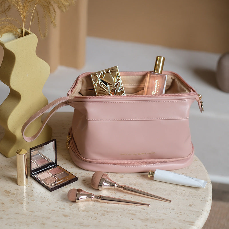 Double Makeup Bag Large Capacity High Appearance Level Portable Convenient Toiletry Bag Travel Makeup Brush Makeup Storage Bag