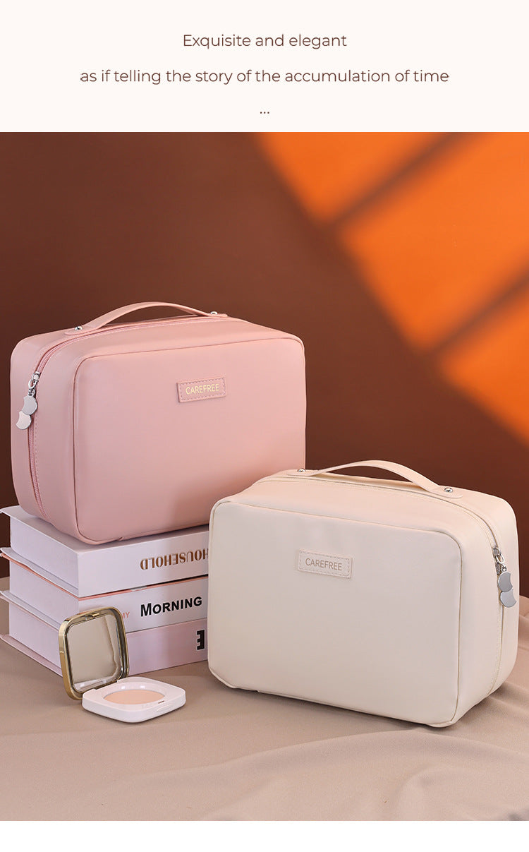 Large Capacity PU Portable Travel Makeup Storage Bag Eco-Friendly and Water Resistant Cosmetic Organizer with Fashionable Zipper