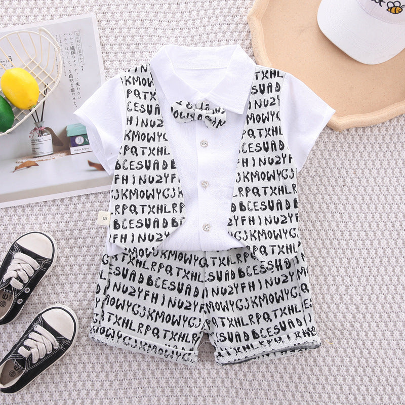 Boys' short sleeved baby summer stylish vest set