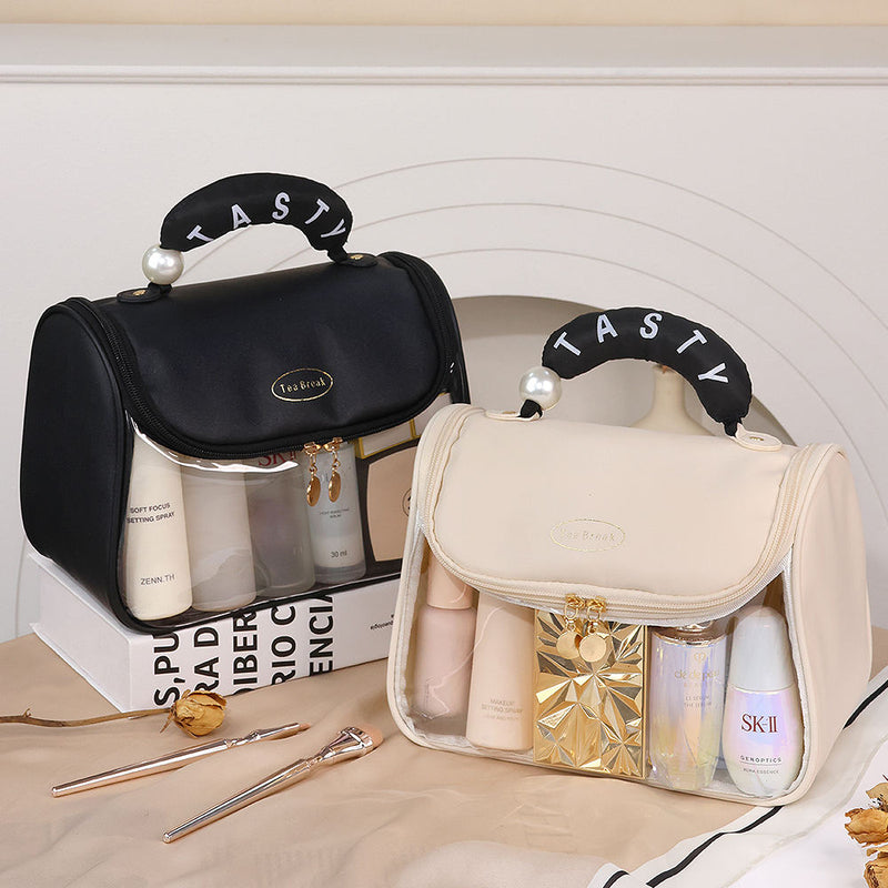 Portable Toiletries Makeup Bag Convenient Hook High-Capacity Wash Bag for Travel PVC Handheld Storage Bag