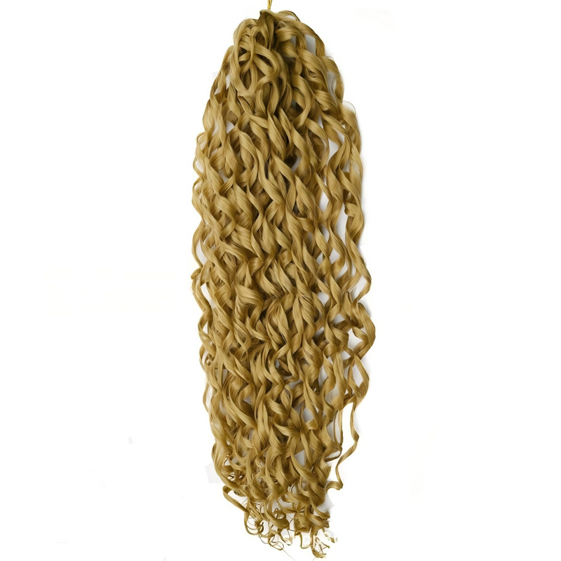 Wave shaped synthetic heat-resistant wig with bangs - 22 inches