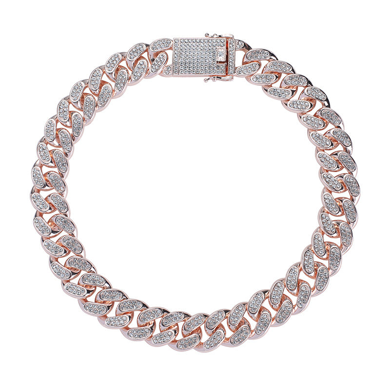 Iced Out Cuban Link Chain Necklace for Men, 14K Gold/Silver/Rose Gold Plated CZ Diamond Chain, 40/50/60cm Hip Hop Jewelry