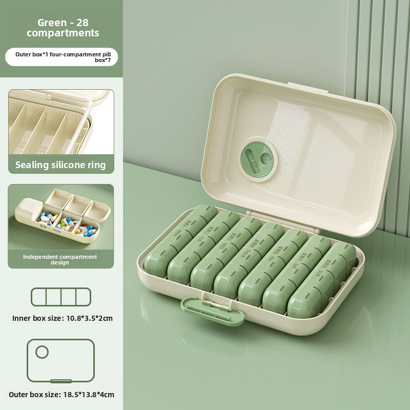 Seven days a week, medicine dispenser, three meals a day, travel, large capacity, portable, packaged pills, pill storage box