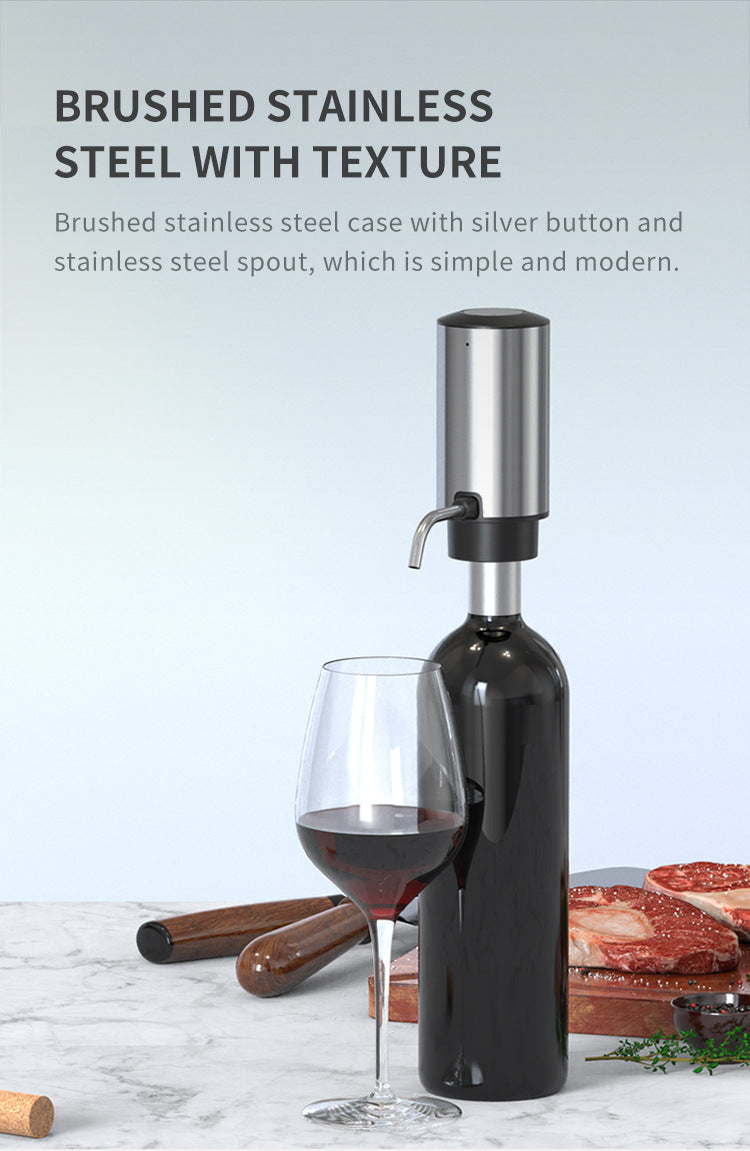 Electric Wine Aerator and Dispenser, Rechargeable One-Button Automatic Wine Pourer with Built-in Aerator, Type-C Charging
