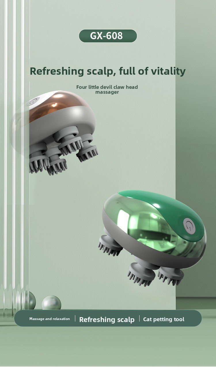 Intelligent mini meridian dredging vibration kneading scalp massage instrument