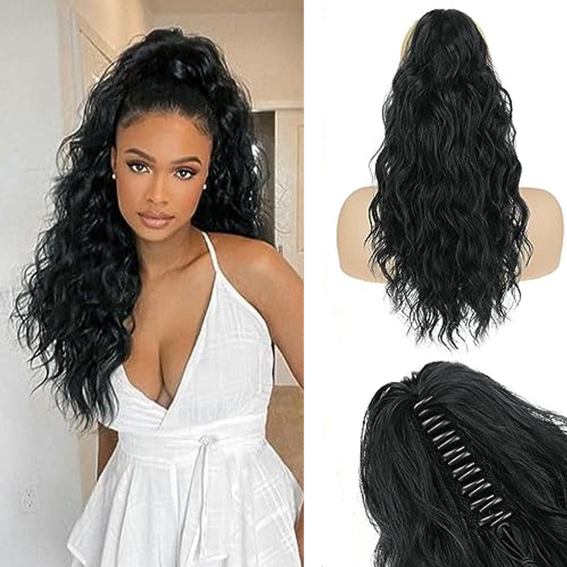 30 inch - Wavy Claw Clip Ponytail Wig