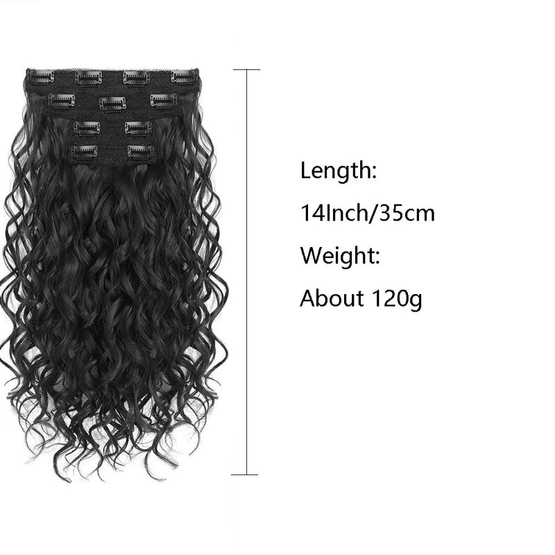 Wave shaped synthetic heat-resistant wig with bangs - 14 inches