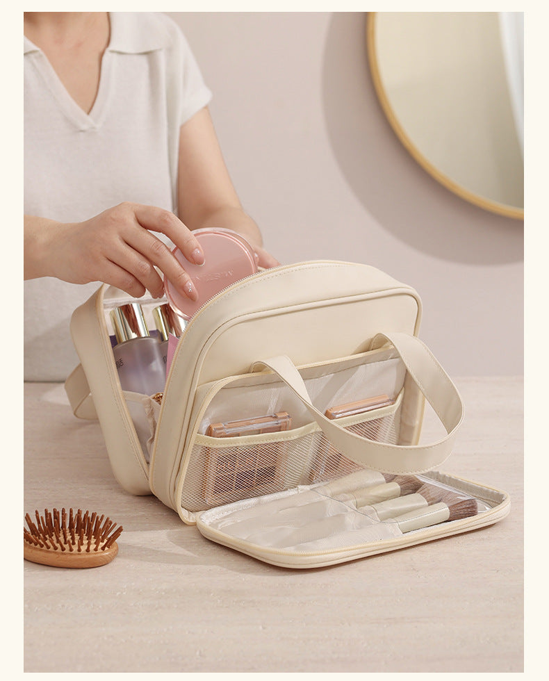 Spacious Water Resistant Cosmetic Bag with Zipper Closure & Soft Handle-Travel for Organizer Leak-proof Makeup Case