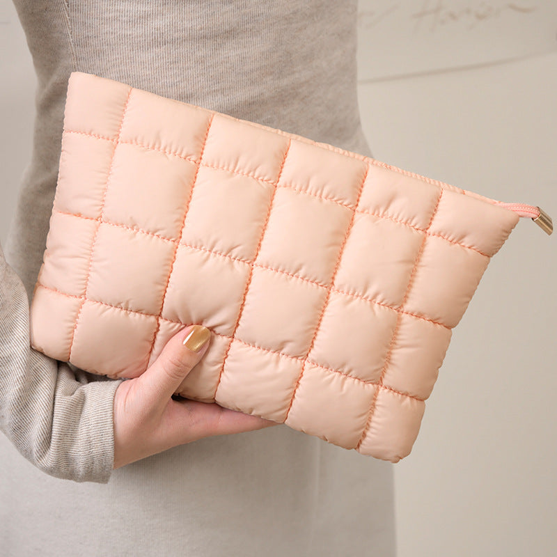Personalized soft travel fashionable makeup bag with zipper