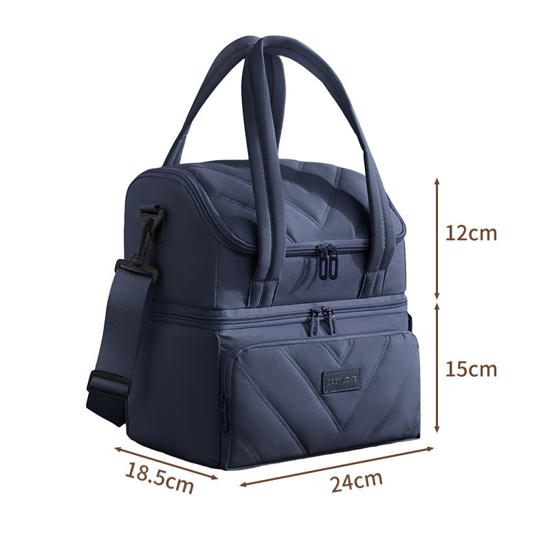 Double Layer Zipper Lunch Cooler Bag Cross-Border
