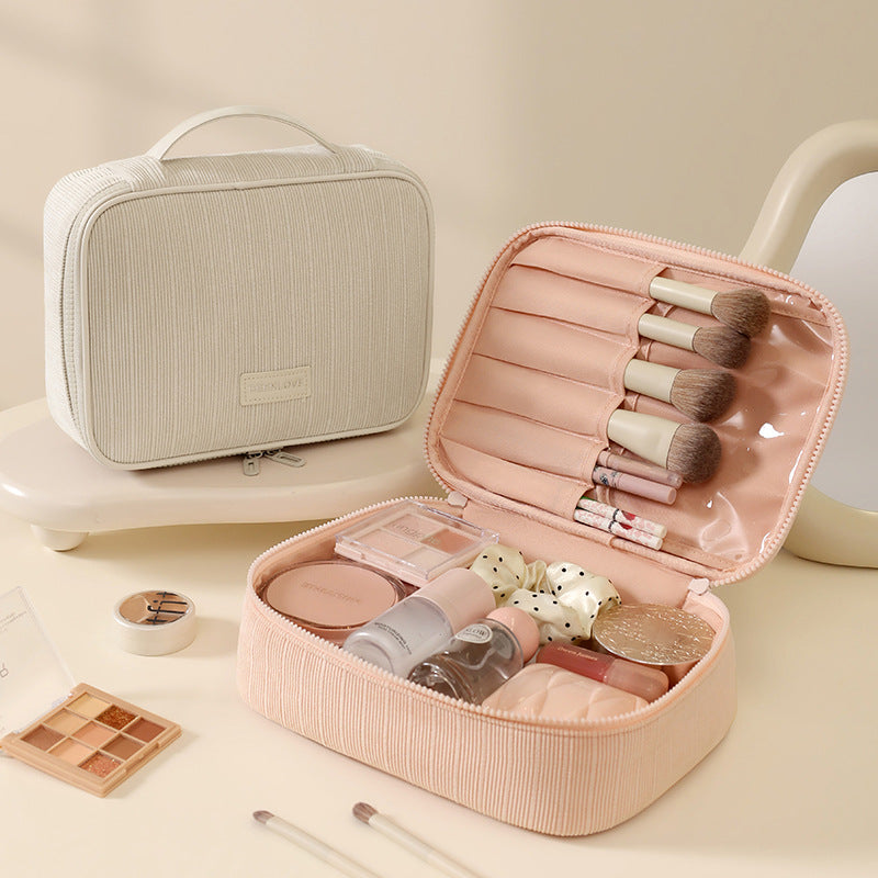 Spacious Makeup Brush Organizer Pouch Multi Functional Travel Toiletry Bag Girls Daily Use Essential Cosmetic Bag