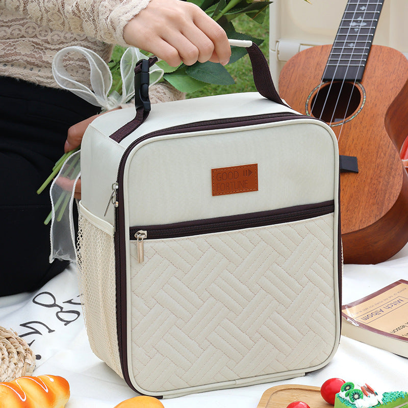 Minimalist Large Capacity Waterproof Insulated Lunch Tote Bag Secure Closure Easy Clean Design Office School Picnic