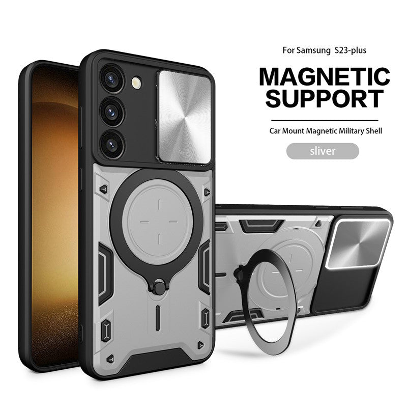 Samsung Galaxy S25 Phone Case Magnetic Suction  Sliding Window Anti Fall Protective Cover