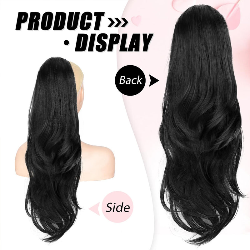 Elastic-band Ponytail Wig with Large Waves and Layered Long Curls