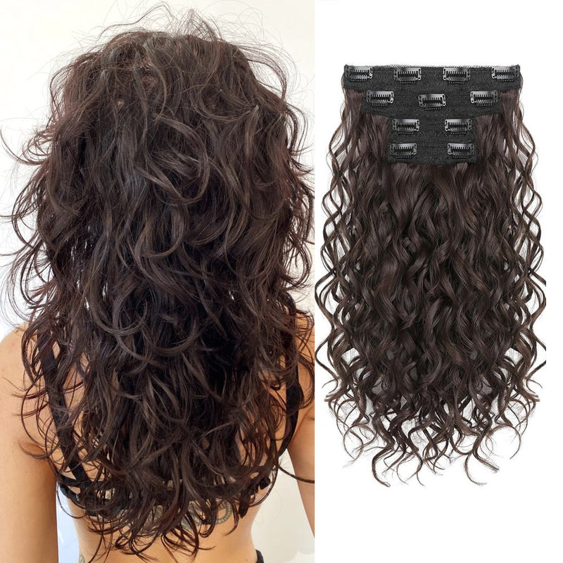 Wave shaped synthetic heat-resistant wig with bangs - 14 inches