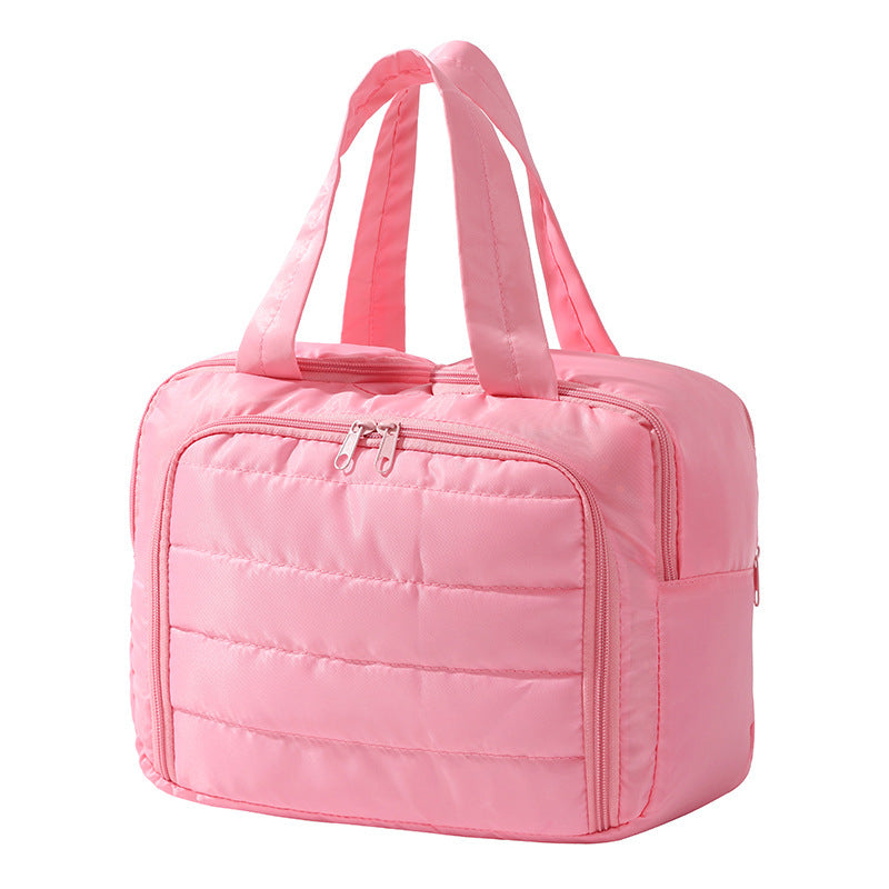 Fashionable Simple Woman Open Nylon Multi-layer Antibacterial Makeup Bag 2025 New Model Portable Lightweight Large-Capacity