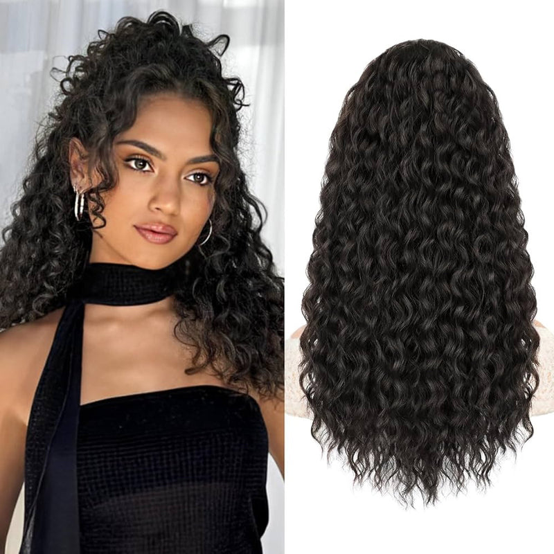 Woman Long High Temperature Fiber Deep Wave Ponytail Extension