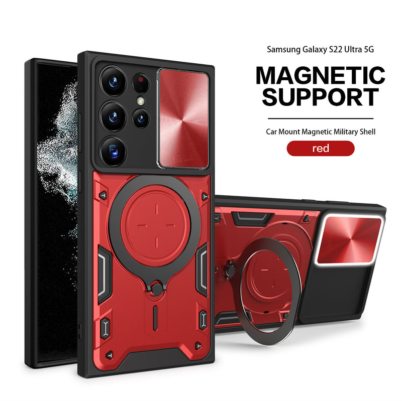 Samsung Galaxy S23 Ultra Phone Case Magnetic Suction  Sliding Window Anti Fall Protective Cover