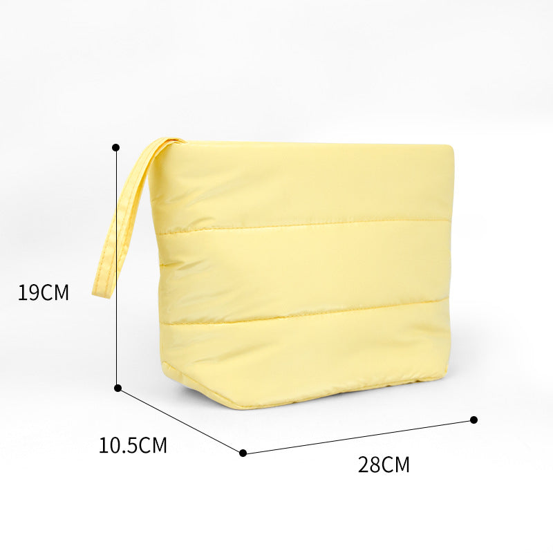 Fluffy Cloud Glossy Nylon Zipper Fashion Makeup Bag for Woman