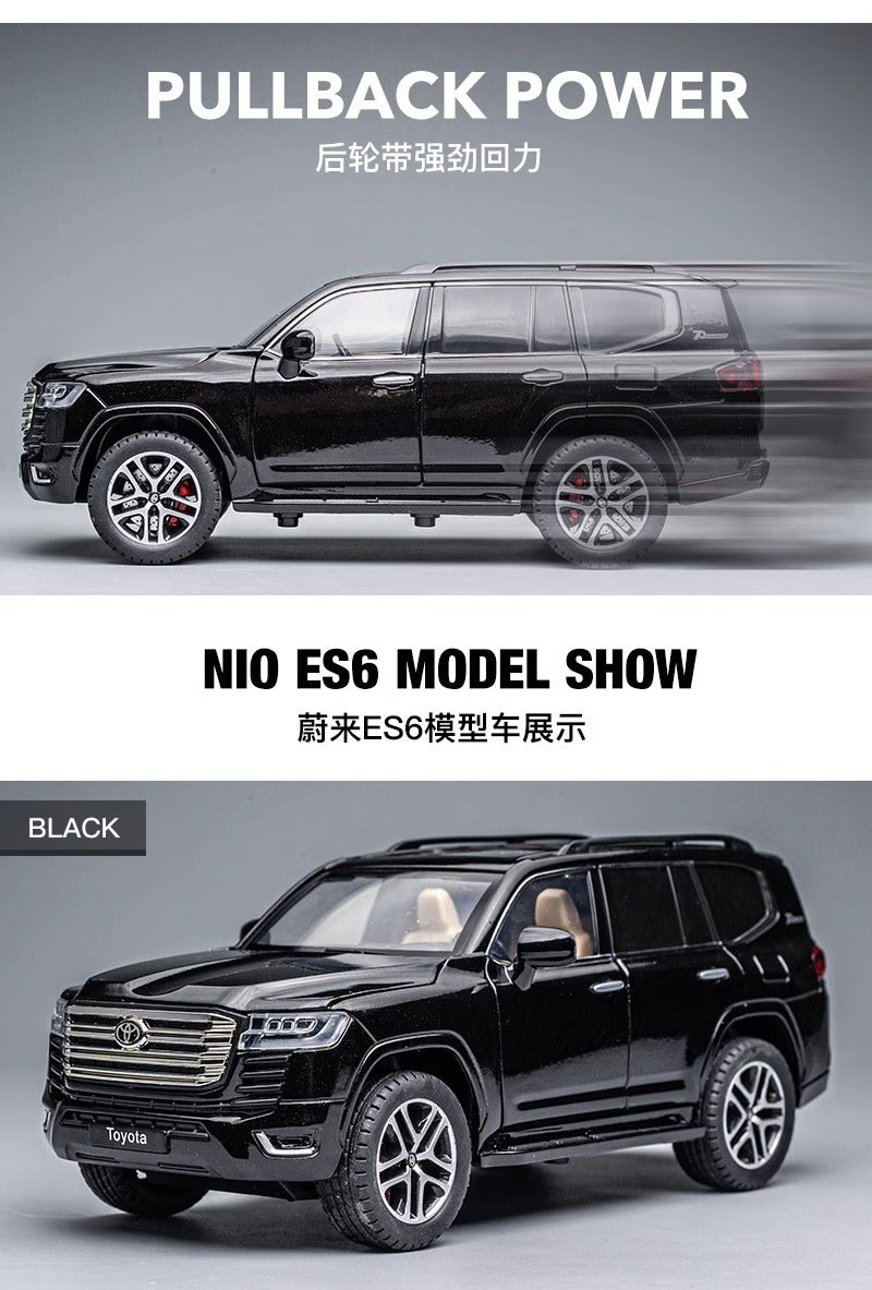 1:24 Scale Toyota Land Cruiser Diecast Model Car, Pull Back Toy Car with Sound Light, Remote Control, Openable Doors for Kids, Collectors