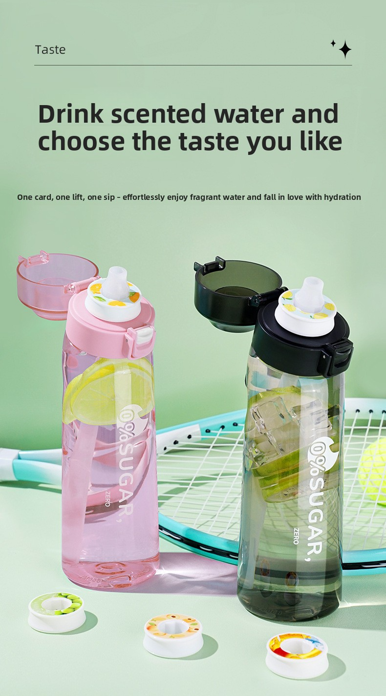 Fruit flavor, creative straw, playful water cup, heat-resistant fragrance cup 650ml