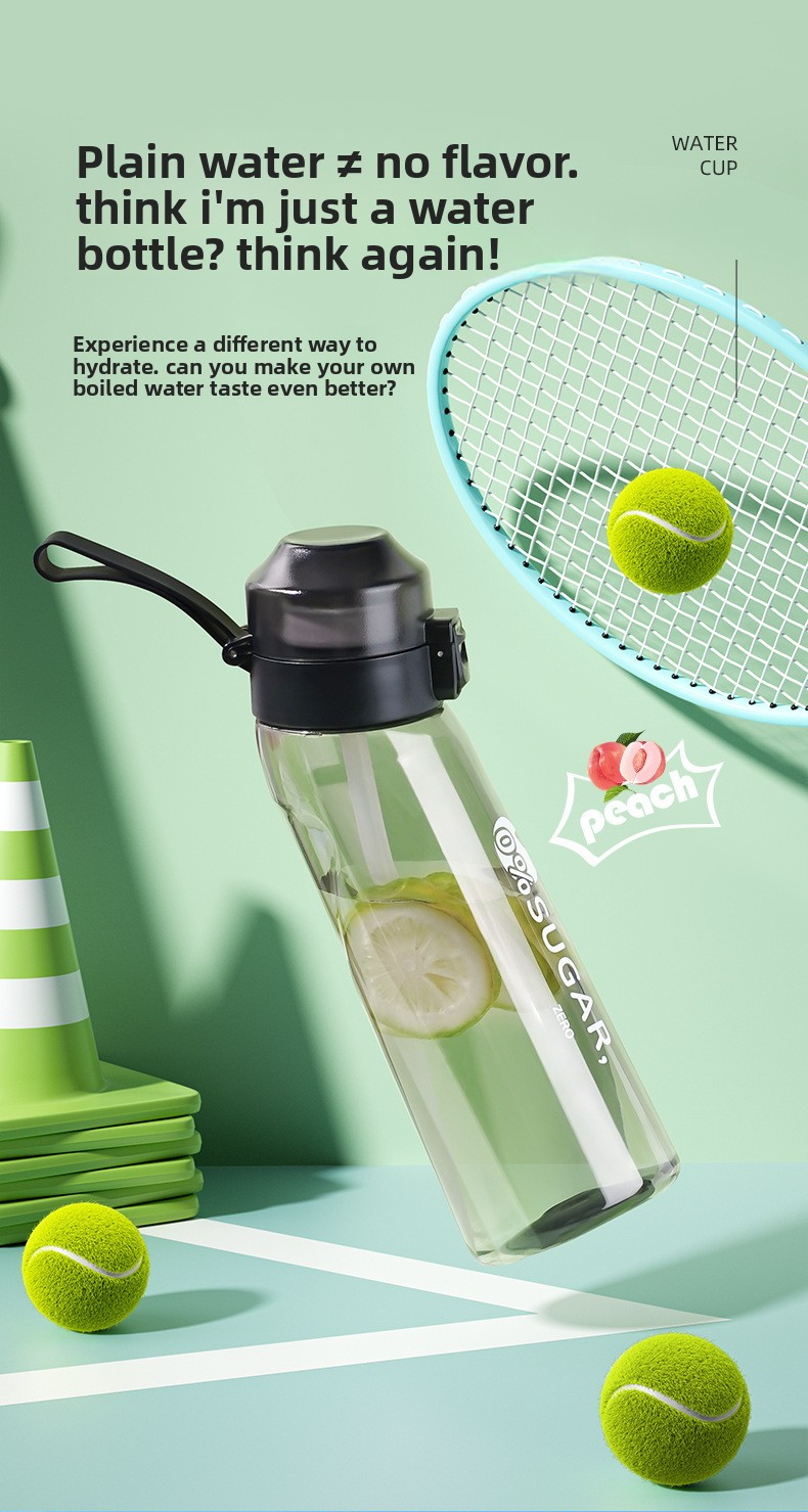 Fruit flavor, creative straw, playful water cup, heat-resistant fragrance cup 650ml