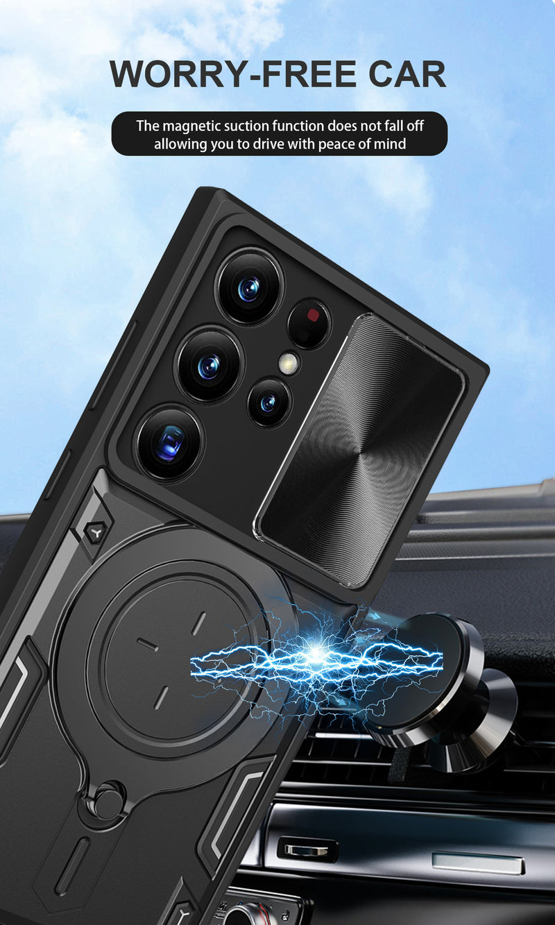 Samsung Galaxy S24 Ultra Phone Case Magnetic Suction Sliding Window Anti Fall Protective Cover